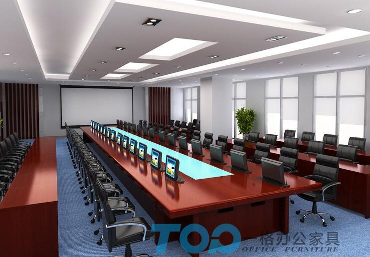 多媒體液晶屏可升降會議桌（zhuō）